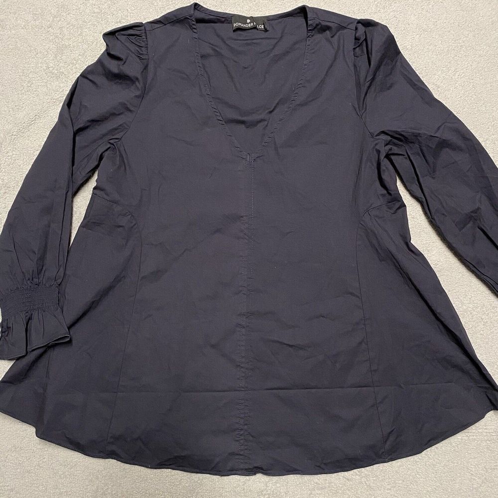 Pomander Place Tuckernuck M Dark Navy Loudon Popover Poplin Blouse